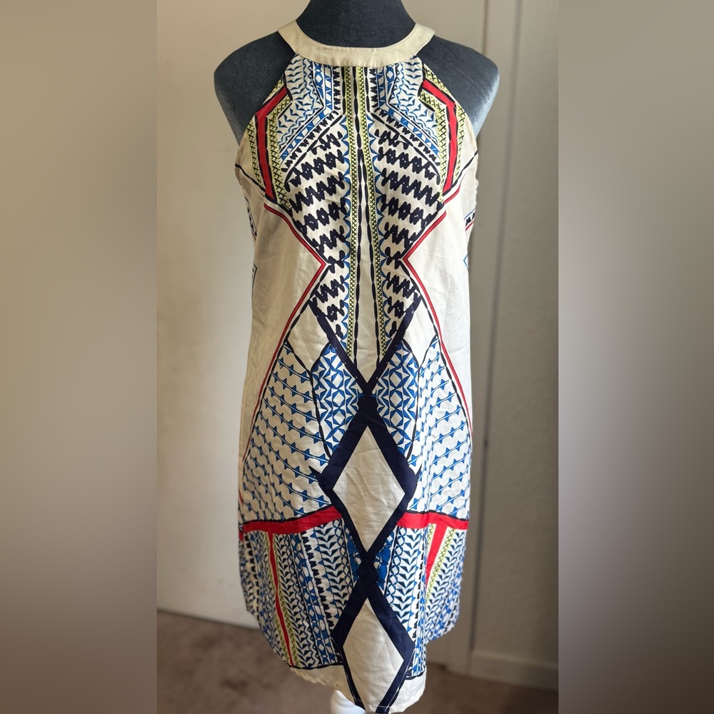 VENUS Blue and Cream Patterned Dress